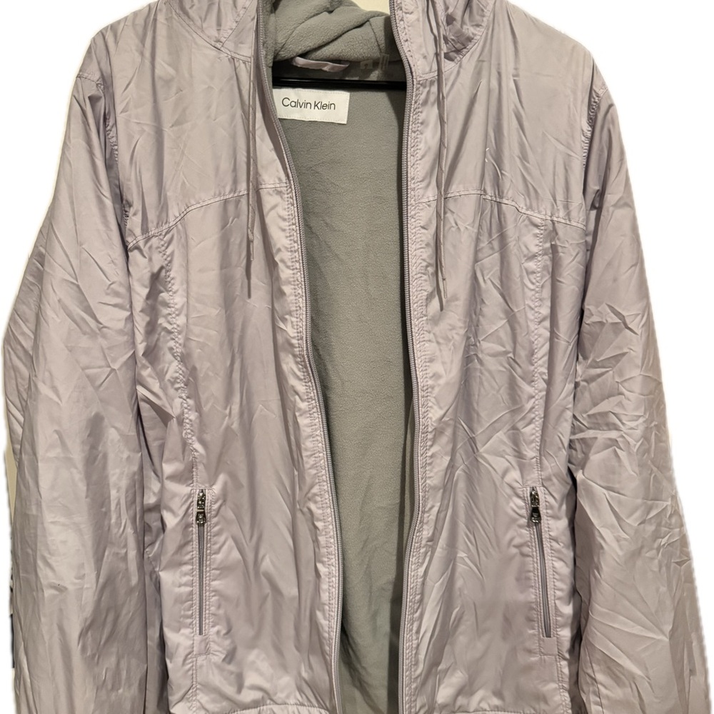 Calvin Klein Soft Lilac Lightweight Windbreaker Jacket Fleece Lined Size Large
